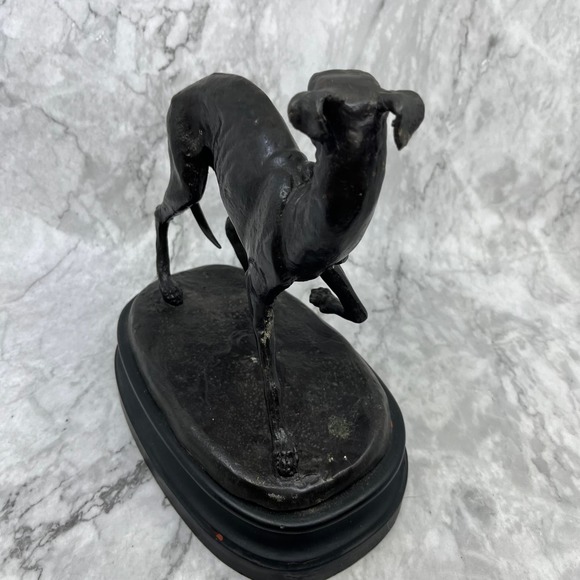 Vintage Bronze Whippet Greyhound Standing Statue Sculpture Racing Dog ~10x10 - Picture 6 of 8